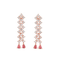 Etnico Valentine's Special Rose Gold Plated Glittering American Diamond Stone Studded Dangle & Drop Earrings for Women & Girls (E3065Q)