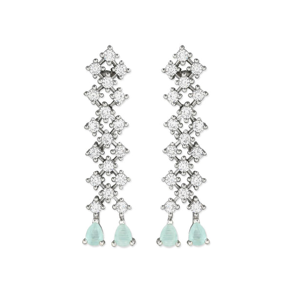 Etnico Valentine's Special Silver Plated Glittering Crystal AD Stone Dangle & Drop Earrings for Women & Girls (E3065ZMin)