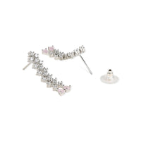 Etnico Valentine's Special Silver Plated Glittering Crystal Pink AD Stone Dangle & Drop Earrings for Women & Girls (E3065ZPi)