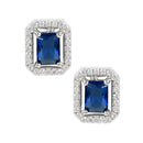 Etnico Valentine's Special Silver Plated Blue CZ & American Diamond Beautiful Studs Earrings for Women (E3066ZBl)