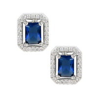 Etnico Valentine's Special Silver Plated Blue CZ & American Diamond Beautiful Studs Earrings for Women (E3066ZBl)