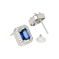 Etnico Valentine's Special Silver Plated Blue CZ & American Diamond Beautiful Studs Earrings for Women (E3066ZBl)