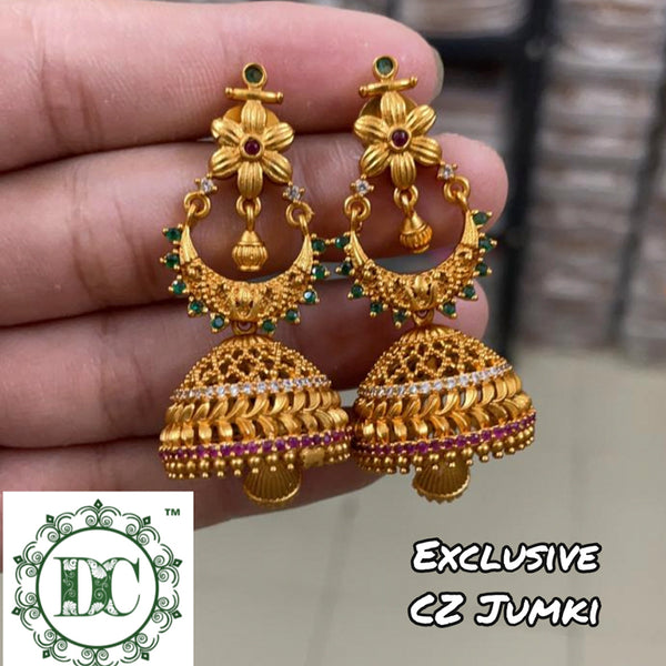 Diksha Collection Gold Plated Austrian Stone Jhumkis Earrings