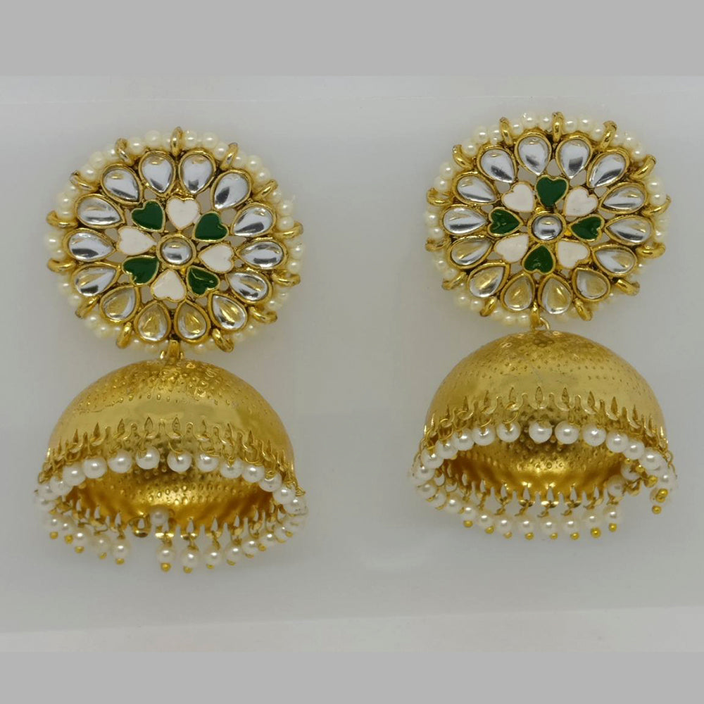 Midas Touch Gold Plated Meenakari & Kundan Jhumki Earrings