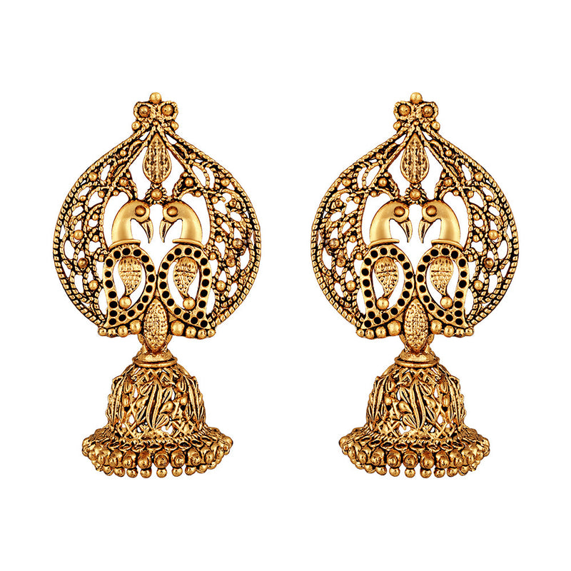 Shrishti Fashion Admirable Peacock Paisley Gold Plated Jhumki Earring For Women