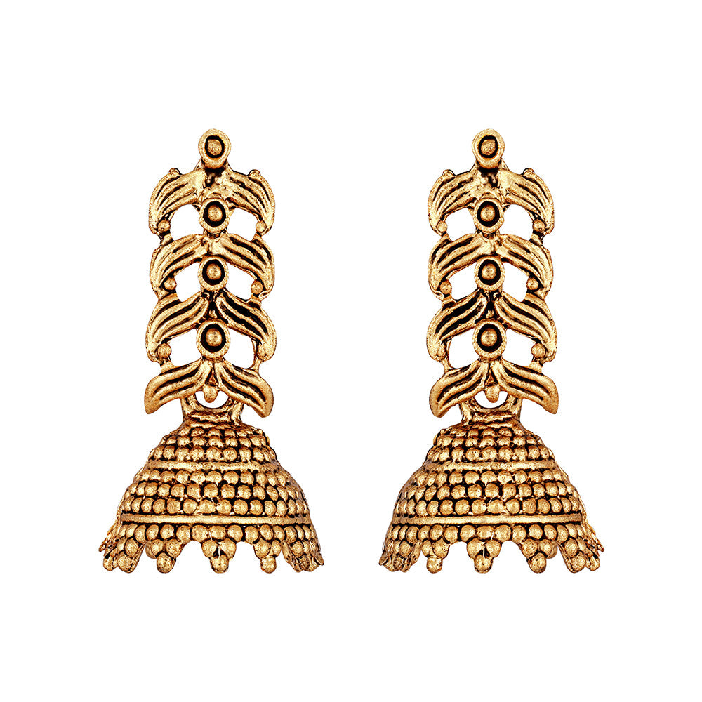 Shrishti Fashion Creative Leaf Gold Plated Jhumki Earring For Women