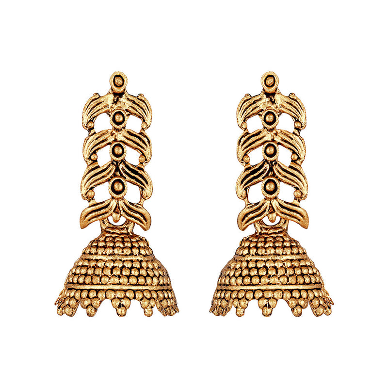 Shrishti Fashion Creative Leaf Gold Plated Jhumki Earring For Women