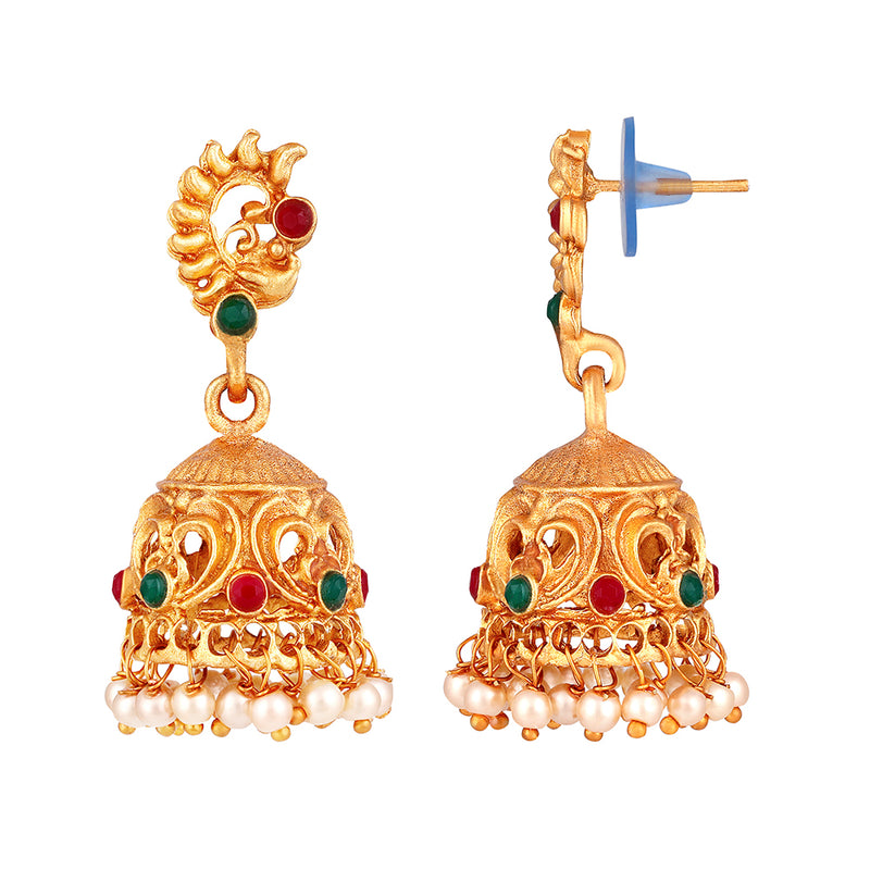 Shrishti Fashion Glimmery Peacock Gold Plated Jhumki Earring For Women