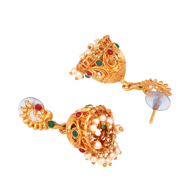 Shrishti Fashion Glimmery Peacock Gold Plated Jhumki Earring For Women