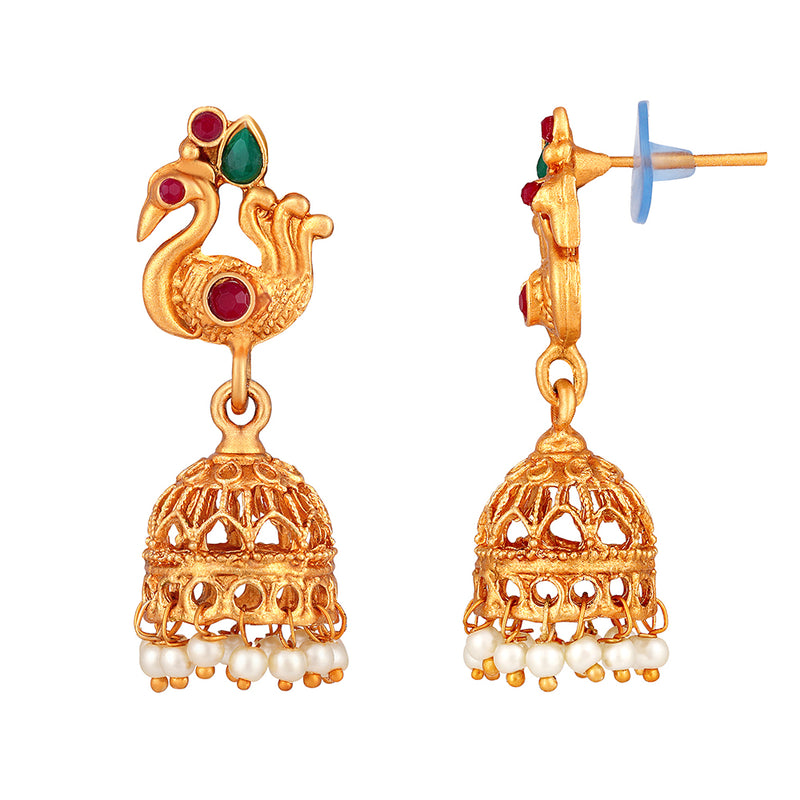 Shrishti Fashion Good-looking Peacock Gold Plated Jhumki Earring For Women