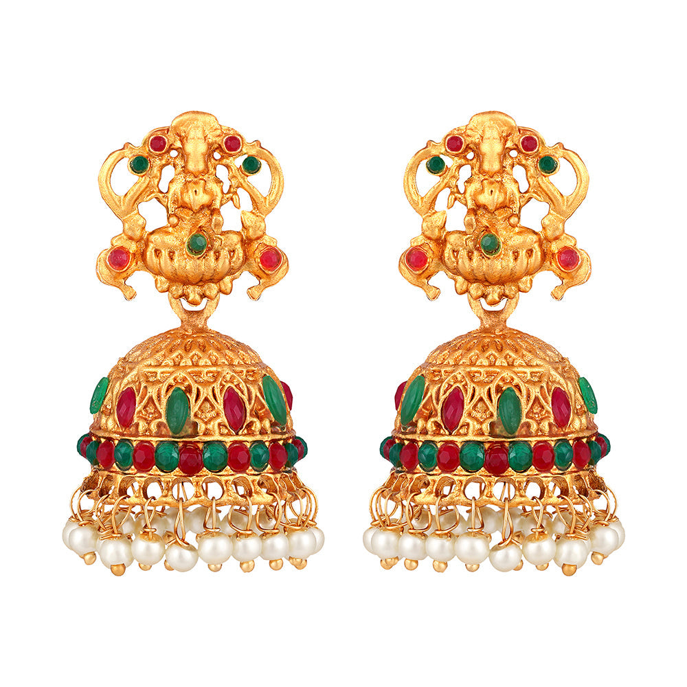 Shrishti Fashion Traditional Laxmi Design Gold Plated Jhumki Earring For Women