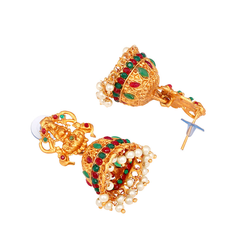 Shrishti Fashion Traditional Laxmi Design Gold Plated Jhumki Earring For Women