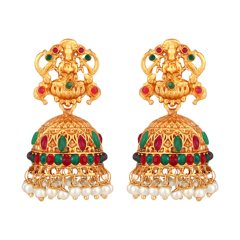 Shrishti Fashion Traditional Laxmi Design Gold Plated Jhumki Earring For Women