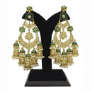 Emerald Kundan Long Earrings With Nice Green Stone Settings And Mina Work Dangler Earrings - Ejke00075