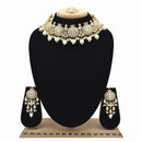 Emerald Grey Kundan & Pearl Minakari Necklace Set - EJKM0053