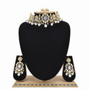 Emerald Blue Kundan & Pearl Minakari Necklace Set - EJKM0056