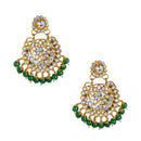 Kord Store Gold Tone Kundan And Green Beads Traditional Earring Maang Tikka Set For Women