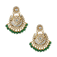 Kord Store Gold Tone Kundan And Green Beads Traditional Earring Maang Tikka Set For Women