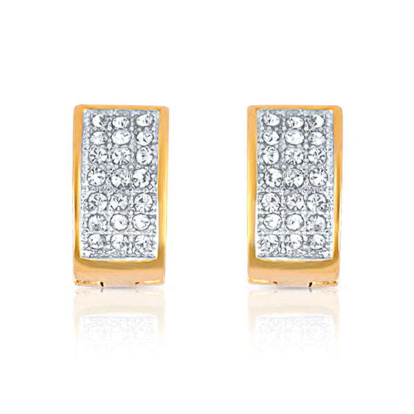 Mahi Gold Plated Single Tripple Crystals Hoop Bali Piercing Mens Earrings (ER1108922GMen)