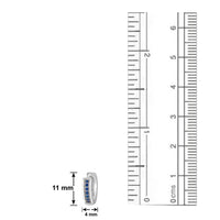 Mahi Rhodium plated Small Single line Blue CZ stone Huggies Hoops Earrings for Women