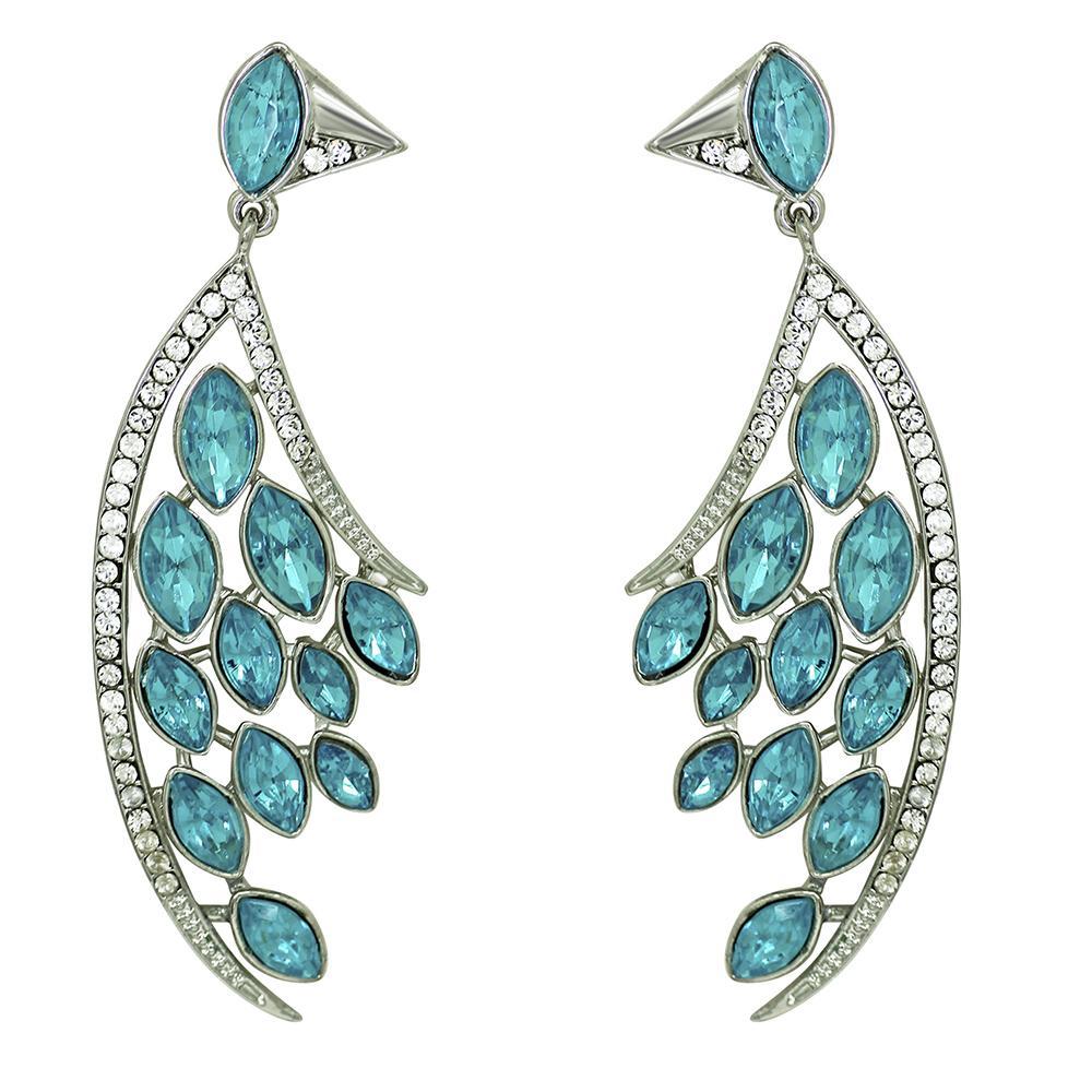 Mahi Feather Shaped Sky Blue Marquise Party Earring