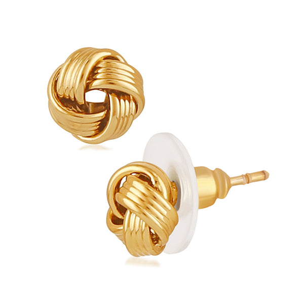 Mahi Gold Plated Pair of Push Back Piercing Stud / Tops Pair of Mens Earrings (ER1109570GMen)