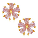 Mahi Gold Plated Floral Love Designer Stud Earrings With Cubic Zicronia