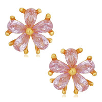 Mahi Gold Plated Floral Love Designer Stud Earrings With Cubic Zicronia