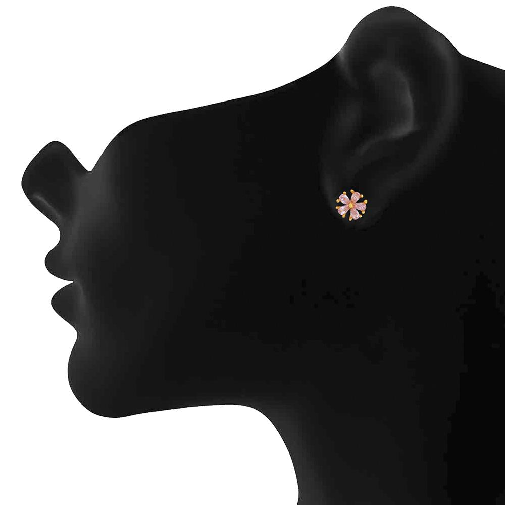 Mahi Gold Plated Floral Love Designer Stud Earrings With Cubic Zicronia