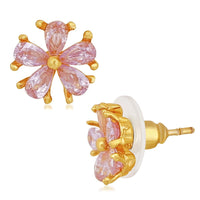 Mahi Gold Plated Floral Love Designer Stud Earrings With Cubic Zicronia