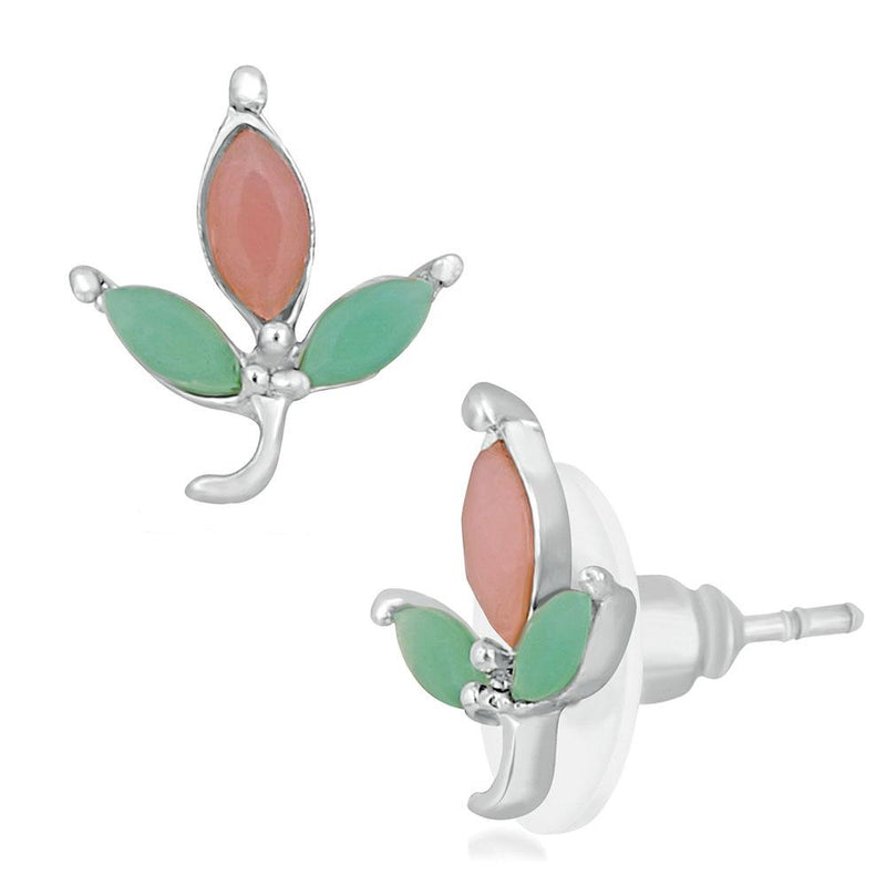 Mahi Rhodium Plated Classic Designer Love Earrings With Crystal Stone