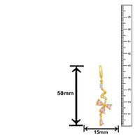 Mahi Gold Plated Pink Floral Love Beautiful Long Dangler Earrings