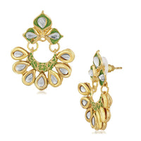 Mahi Traditional Floral Chandbali Kundan and Green Meenakariwork Earrings for Women (ER1109676G)