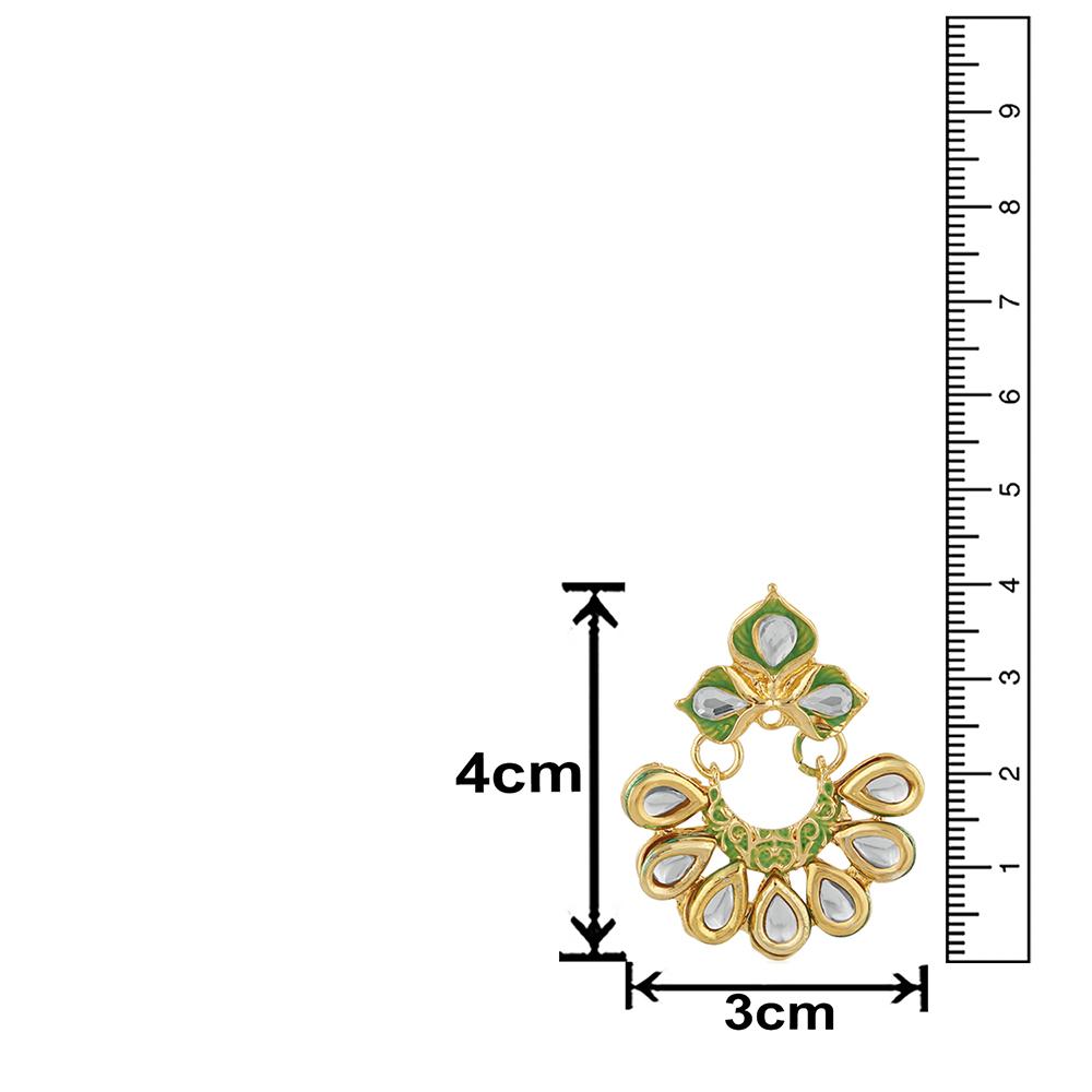 Mahi Traditional Floral Chandbali Kundan and Green Meenakariwork Earrings for Women (ER1109676G)