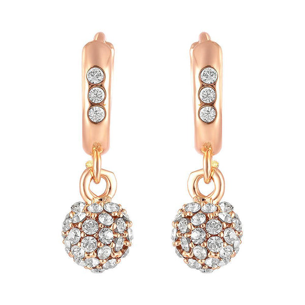 Mahi Rose Gold Plated Sparkling Crystals Ball Bali Earrings for Women (ER1109705ZWhi)