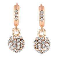 Mahi Rose Gold Plated Sparkling Crystals Ball Bali Earrings for Women (ER1109706ZWhi)