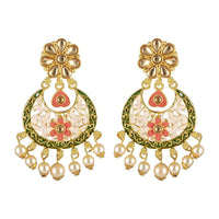 Mahi Meenakari Work Floral Chandbali Dangler earrings for Women (ER1109707G)