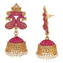 Mahi Traditional Pink Meenakari work Peacock Jhumki Earrings with Artificial Pearls for Women (ER1109726GPin)