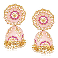 Mahi Purple Classic Meenakari Enamelled Artificial Pearl Jhumka Earrings for Women (ER1109731GPur)