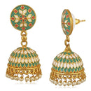 Mahi Traditional Green Designer Enamel Artificial Pearl Jhumki/Jhumka Earrings for Women (ER1109733GGre)