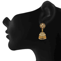 Mahi Traditional Black Designer Enamel Artificial Pearl Jhumki/Jhumka Earrings for Women (ER1109734GBla)