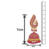 Mahi Gold Tone Pink Meenakari work Blooming Peacock Shaped Jhumki Earrings with Artificial Pearl for Women (ER1109736GPin)