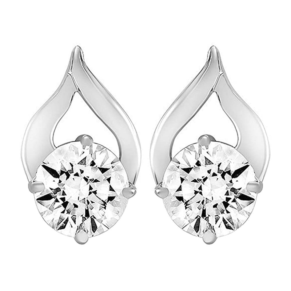 Mahi Delicate Drop Stud Earrings with White Cubic Zirconia for Women (ER1109743RWhi)