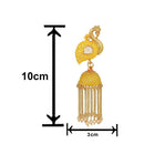 Mahi Yellow Meenakari work Peacock Shaped Tassel Chain Jhumki Earrings with Artificial Pearl for Women (ER1109744GYel)