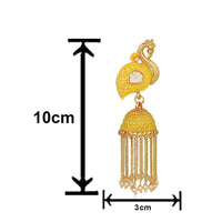 Mahi Yellow Meenakari work Peacock Shaped Tassel Chain Jhumki Earrings with Artificial Pearl for Women (ER1109744GYel)