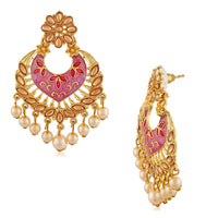 Mahi Traditional Dangler Earrings with Artifical Pearl Meenakariwork for Women (ER1109750GPin)