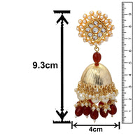 Mahi Gold Plated Maroon and White Artificial Pearls Indian Traditiol Ethnic Jhumka Earring for Women (ER1109817GMar)