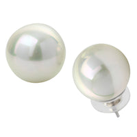 Mahi Rhodium Plated Classic White Artificial Pearl Stud Earrings for Women (ER1109822RWhi_14mm)