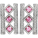 Mahi Swarovski Crystals Pink Square Earrings