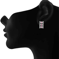 Mahi Swarovski Crystals Pink Square Earrings